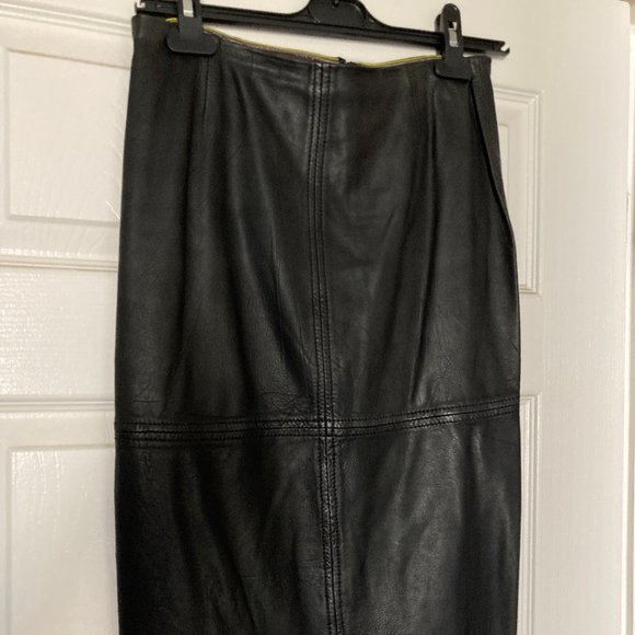 NBW Boden Black Leather Pencil Skirt Size 4 - Picture 4 of 7